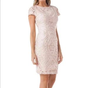 X JS COLLECTIONS SHORT SLEEVE MESH COCKTAIL DRESS